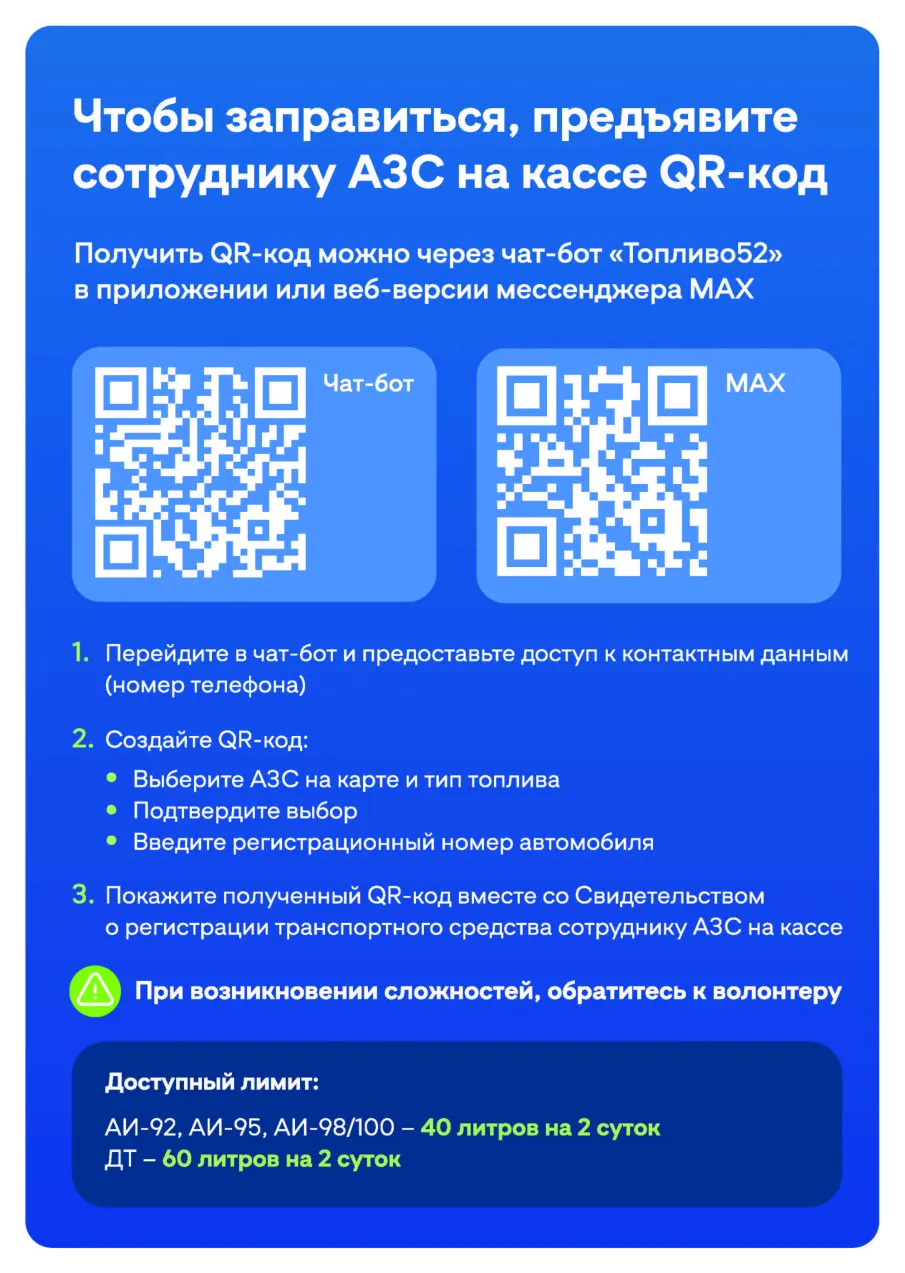 В Ветлужском округе с 29 июля на одной из АЗС будут продавать топливо по QR-кодам